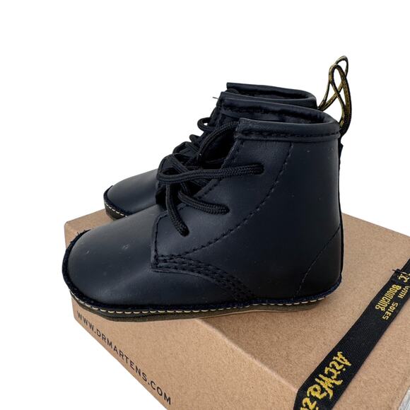 DR. Martens Nordstrom Crib Booties Baby Size 3 Black Auburn Leather Lace Up Boot - Picture 2 of 12